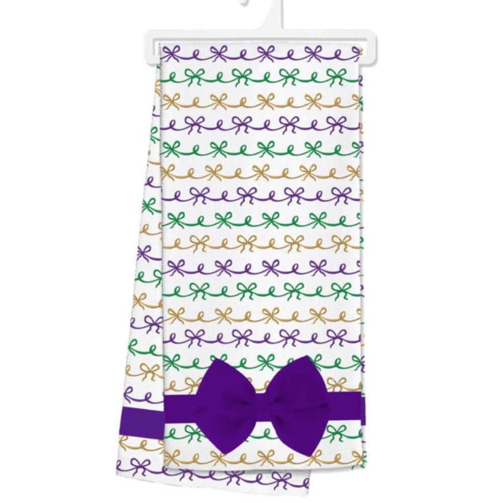 MARDI GRAS BOWS TEA TOWEL - SWIG LIFE